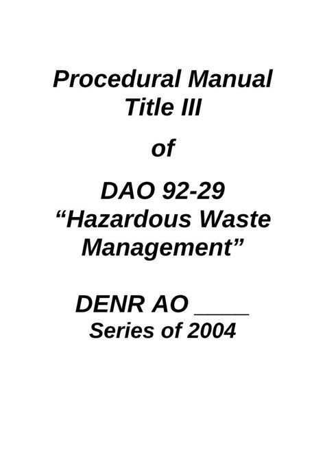 Procedural Manual Title III of DAO 92.